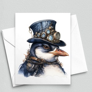 Explorateur steampunk pingouin - carte de correspondance fantaisie pingouin - cartes de correspondance vierges A2 359