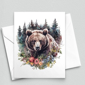 Oso entre flores: Tarjetas de notas de serenidad en el desierto - Tarjetas de notas A2 183