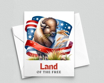 America the Beautiful - Carte de correspondance patriotique Bison - Carte de correspondance A2 067