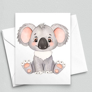 Sweet Koala : carte de correspondance illustration d'animaux australiens à l'aquarelle - Cartes de correspondance vierges A2 320
