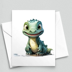 Cheerful Croc : Adorable bébé crocodile - Cartes de correspondance vierges A2 295