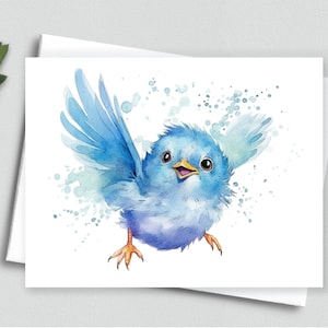 Envolée gracieuse : Cartes de correspondance Blue Bird avec voeux ailés - Cartes de correspondance A2 087