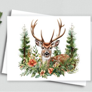 Wilderness Majesty: Deer in Blooms Notitiekaarten - A2-notitiekaarten 199
