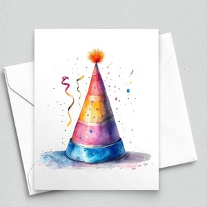 Célébration arc-en-ciel : cartes de correspondance chapeau d'anniversaire - cartes de correspondance vierges A2 267