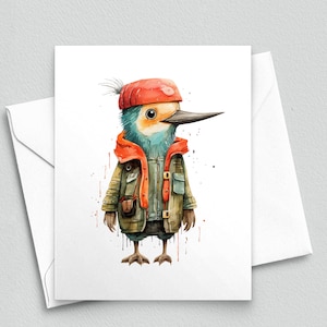 Breloque aviaire originale : Cartes de correspondance Oiseau en parka - Cartes de correspondance vierges A2 271