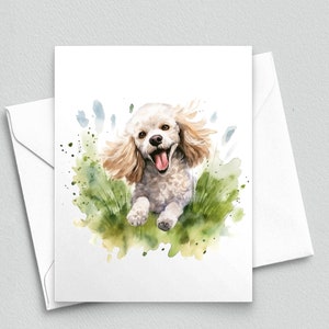 Salutations joyeuses de caniche - Carte de correspondance barboteuse de chien caniche - Cartes de correspondance vierges A2 361