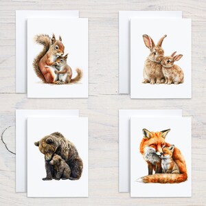 Cartes de correspondance Woodland Mother & Baby - 4 modèles au choix - Célébrez les liens doux de la nature - Cartes de correspondance A2