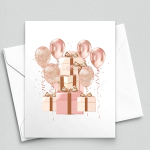 Feestelijke elegantie - notitiekaart roségouden ballonnen - blanco A2-notitiekaarten 353