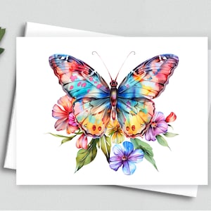 Arcs-en-ciel flottants : Cartes de correspondance papillons et fleurs - Cartes de correspondance A2 211