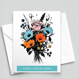 Carte de correspondance Vous êtes un ami spécial - Motif floral élégant de bouquet pour l'amitié et l'appréciation - Cartes de correspondance A2 498