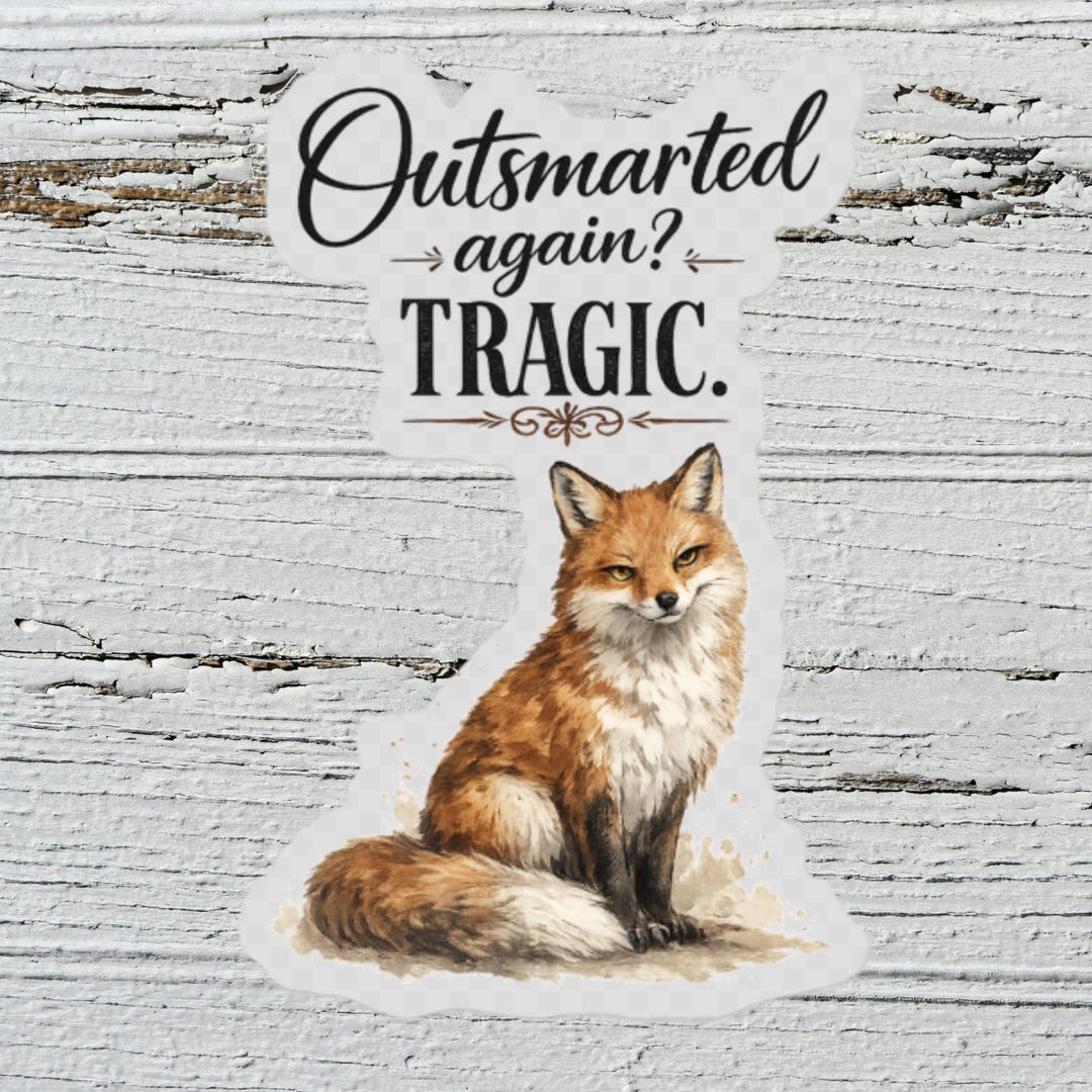 Stupidfox Sticker Outsmarted Again Tragic Fox Sticker, Funny Sassy Animal Sticker ...
