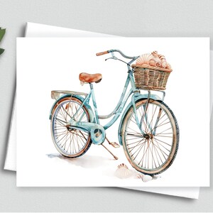 Souvenirs de bord de mer - carte de correspondance vintage bicyclette et coquillages - cartes de correspondance vierges A2 330
