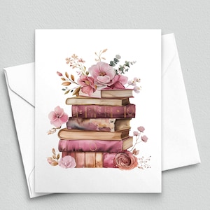 Fleurs littéraires - Carton de correspondance Books and Blossoms en rose - Carnets de correspondance vierges A2 383