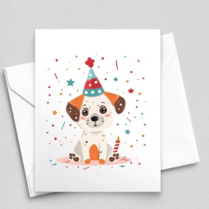 Birthday Puppy Joy - Tarjeta de notas de celebración de cumpleaños - Tarjetas de notas en blanco A2 369