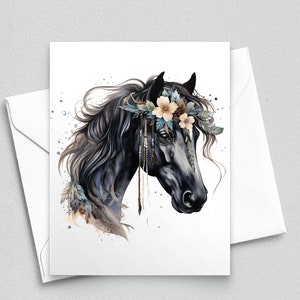Regal Equine Elegance : Cartes de correspondance Floral Crown Horse - Cartes de correspondance A2 231