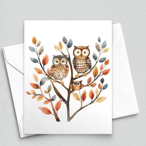 Chouettes fantaisistes : Carte de correspondance Arbre de la sagesse - Cartes de correspondance vierges A2 305