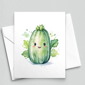 Courgettes piquantes : cartes de correspondance mignonnes kawaii - Cartes de correspondance A2 128