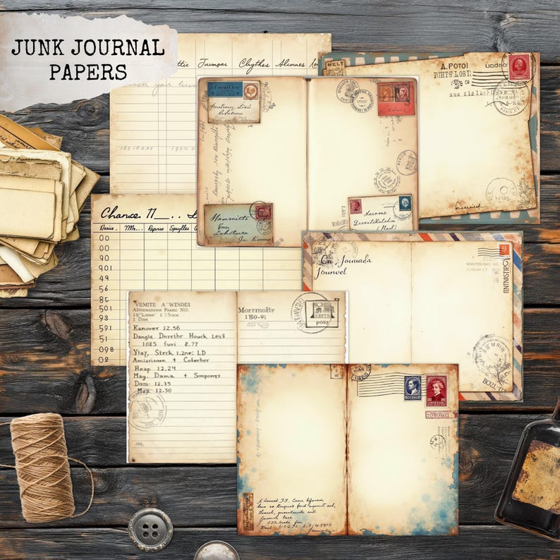Vintage Postal Junk Journal Kit, Antique Mail Printable Ephemera ...