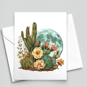 Desert Moon Blooms - Carton de correspondance cactus en fleurs - Carnets de correspondance vierges A2 378