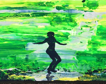 Dancing on the green acrylic painting