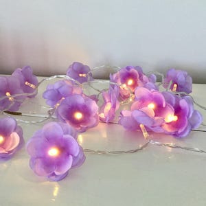 20 led lilac blossom fairy lights - led lights 20 led fairy lights - Flower string lights