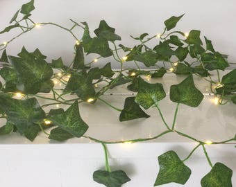 Luces de hadas de guirnalda de hojas de hiedra 2-10m, luces LED de hadas de hojas de hiedra, decoración de boda de guirnalda de cuerdas, batería o usb