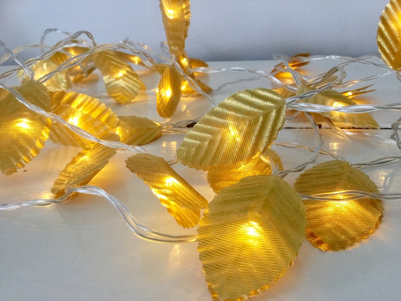 Golden Leaves Fairy Lights Led Lights 20/40 Led Fairy Lights Etsy