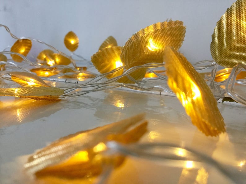 Golden Leaves Fairy Lights Led Lights 20/40 Led Fairy Lights Etsy