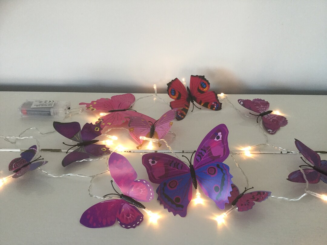 Purple and Pink Butterfly Fairy Led Lights Butterfly Lights Etsy UK