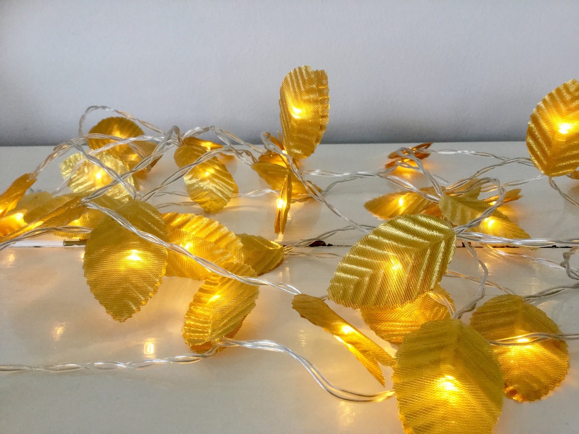 Golden Leaves Fairy Lights Led Lights 20/40 Led Fairy Lights Etsy