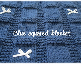 Square Block Baby Blanket Pattern - PDF Square Knitting Pattern - Square Knit Pattern Blanket - Modèle pour débutants