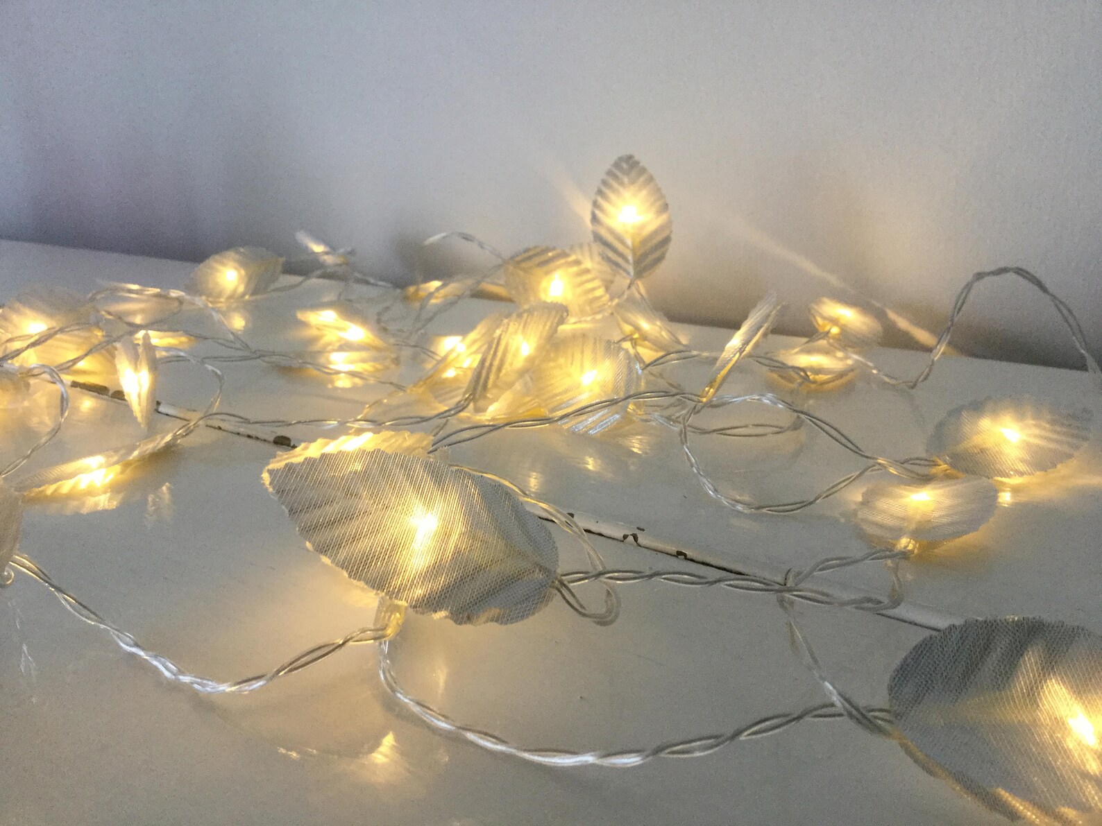 Silver leaves fairy lights led lights 20/ 40 led fairy Etsy