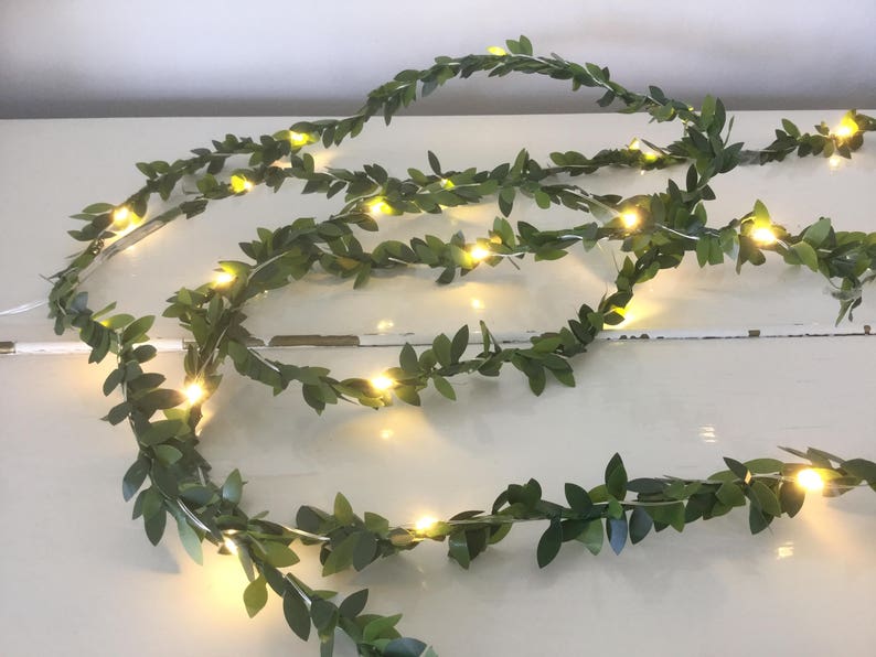 Small green leaves garland fairy wire lights with mini led Etsy