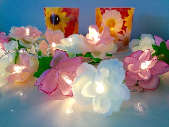 Roze, Perzikkleurige En Witte Rozenkerstverlichting, Flower String Lights,  Rose Lights String Garland, Led-verlichting, Batterijen of Usb - Etsy