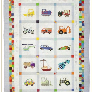 Vehicle Quilt Pattern, featuring cars, diggers, trucks and more. Boy's Beaut Vehicular Quilt image 2