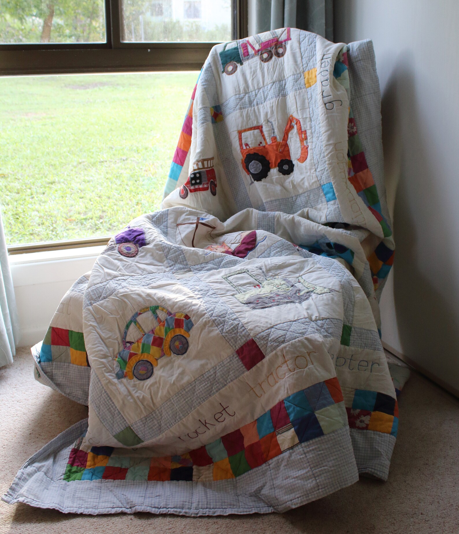 Vehicle Quilt Pattern, Featuring Cars, Diggers, Trucks and More. Boy's