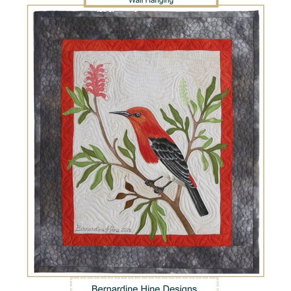 Australian Bird Series - Scarlet Honeyeater Art Quilt Pattern