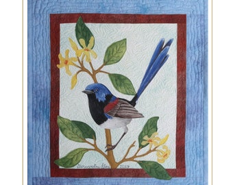 Australian Bird Series - Variegated Wren Art Quilt Pattern