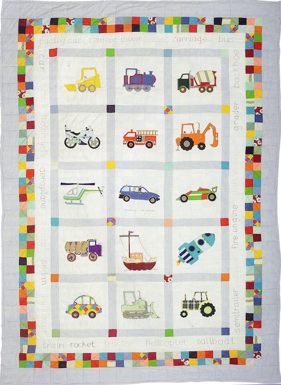 Vehicle Quilt Pattern Featuring Cars Diggers Trucks and Etsy