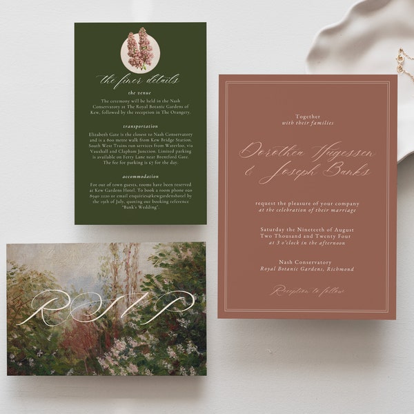 Wildflower Wedding Invitation Suite | Printable Invite Set for Garden Wedding with optional QR reply card | Editable Canva Template | TMS-BI