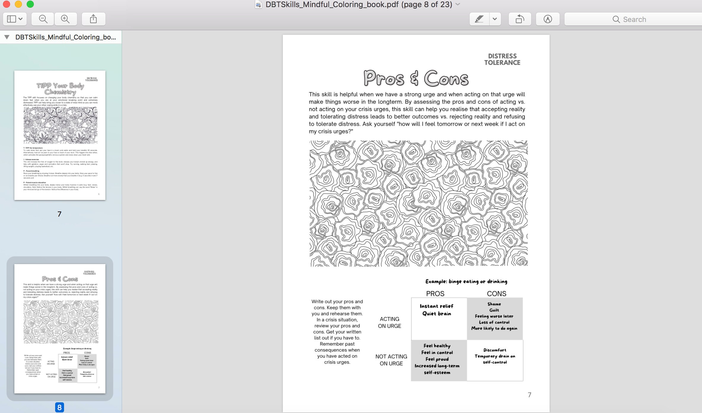 DBT Skills Mindful Coloring Book Digital Printable PDF | Etsy