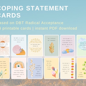 Radical Acceptance Coping Statements  | | printable cards - painted art prints