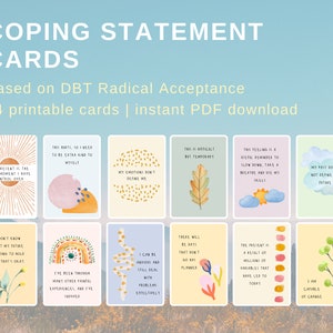 Radikale Akzeptanz Bewältigung Statements Druckbare hochwertige digitale Affirmationen für emotionale Belastbarkeit & Selbstmitgefühl Sofort-Download