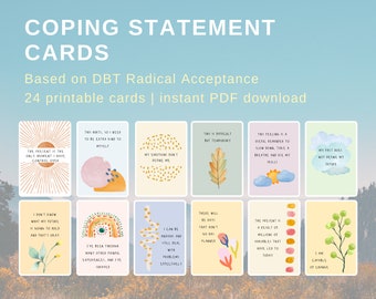 Radical Acceptance Coping Statements Printable High Quality Digital Affirmations, Emotional Resilience, Self-Compassion, Self-Soothe Dowload
