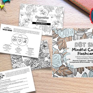 DBT Skills Coloring-in Mindfulness Flashcard Deck Complete With All 4 ...