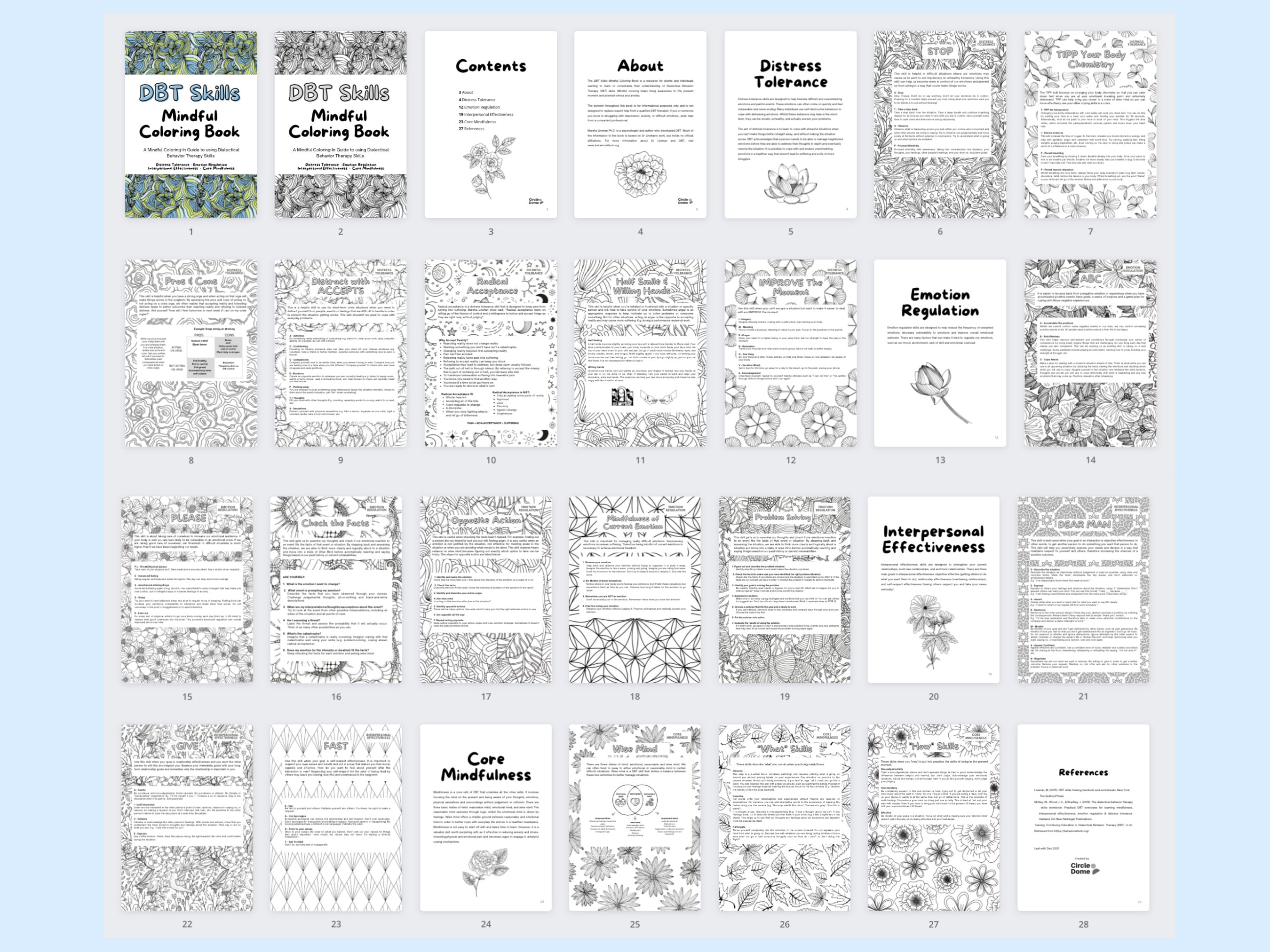 DBT Coloring Book Mindfulness & Dialectical Behavior Therapy Skills ...