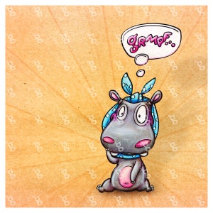 Digi Stamp Set Hippo with Kerchief v1 image 1