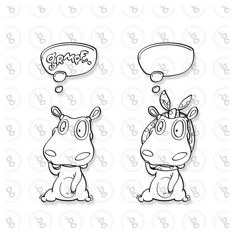 Digi Stamp Set Hippo with Kerchief v1 image 2