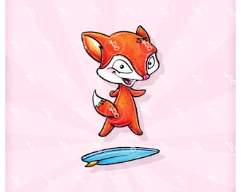 digi stamp set "fox with surfboard"