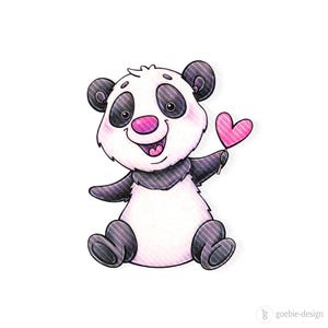 conjunto de carimbos digitais "panda com pirulito" | svg | dxf | jpg | png transparente | arte de linha + cor | download digital